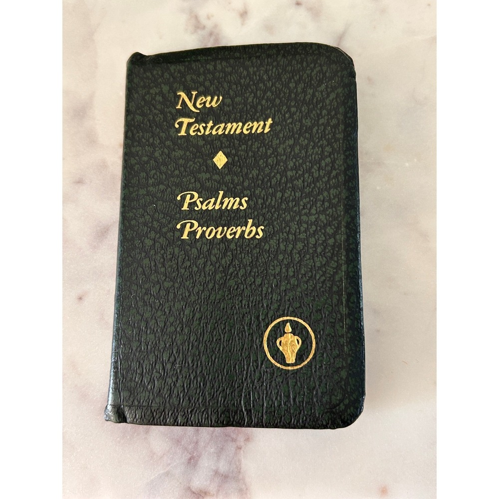 Gideons International New Testament Psalms Proverbs Pocket Bible Green Vintage